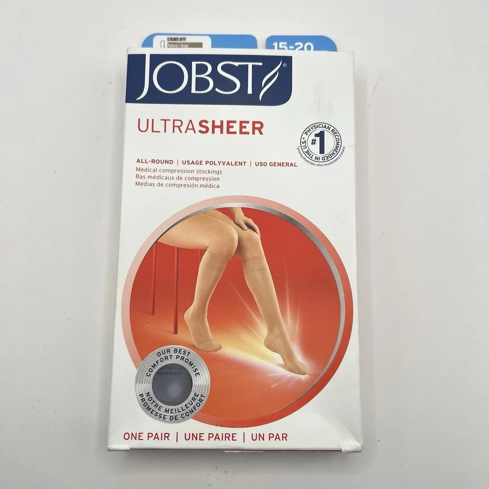 Jobst UltraSheer Knee High Compression Stockings Closed Toe 15-20 MmHg Women Med